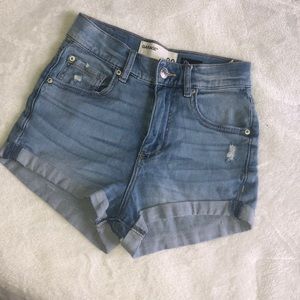Garage High-Rise Ripped Light Blue Denim Shorts!